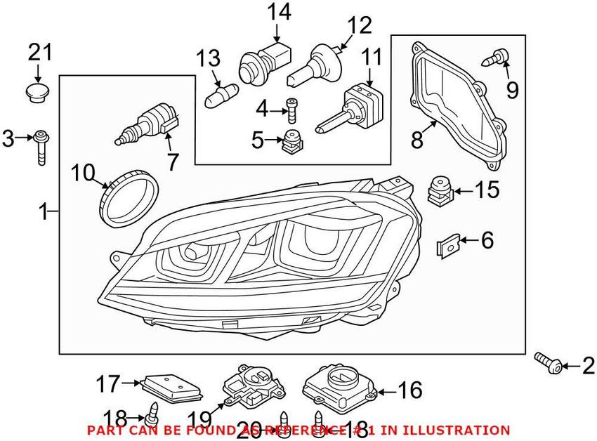 VW Headlight Assembly - Driver Side (LED) 5GM941753A